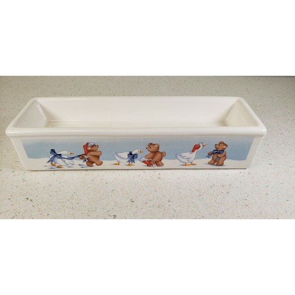 1988 House of Lloyd Christmas Goose & Bear "Quacker" Cracker Server Tray Dish - Picture 3 of 12